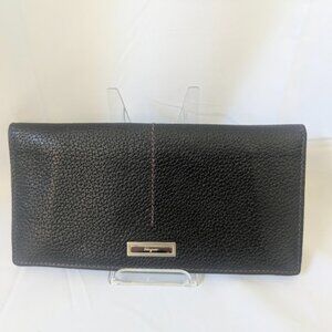 Ferragamo Dark Brown Leather Long Bifold Wallet